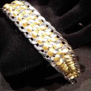 Gold and Silver Woven Chain Bracelet - Women Jewelry